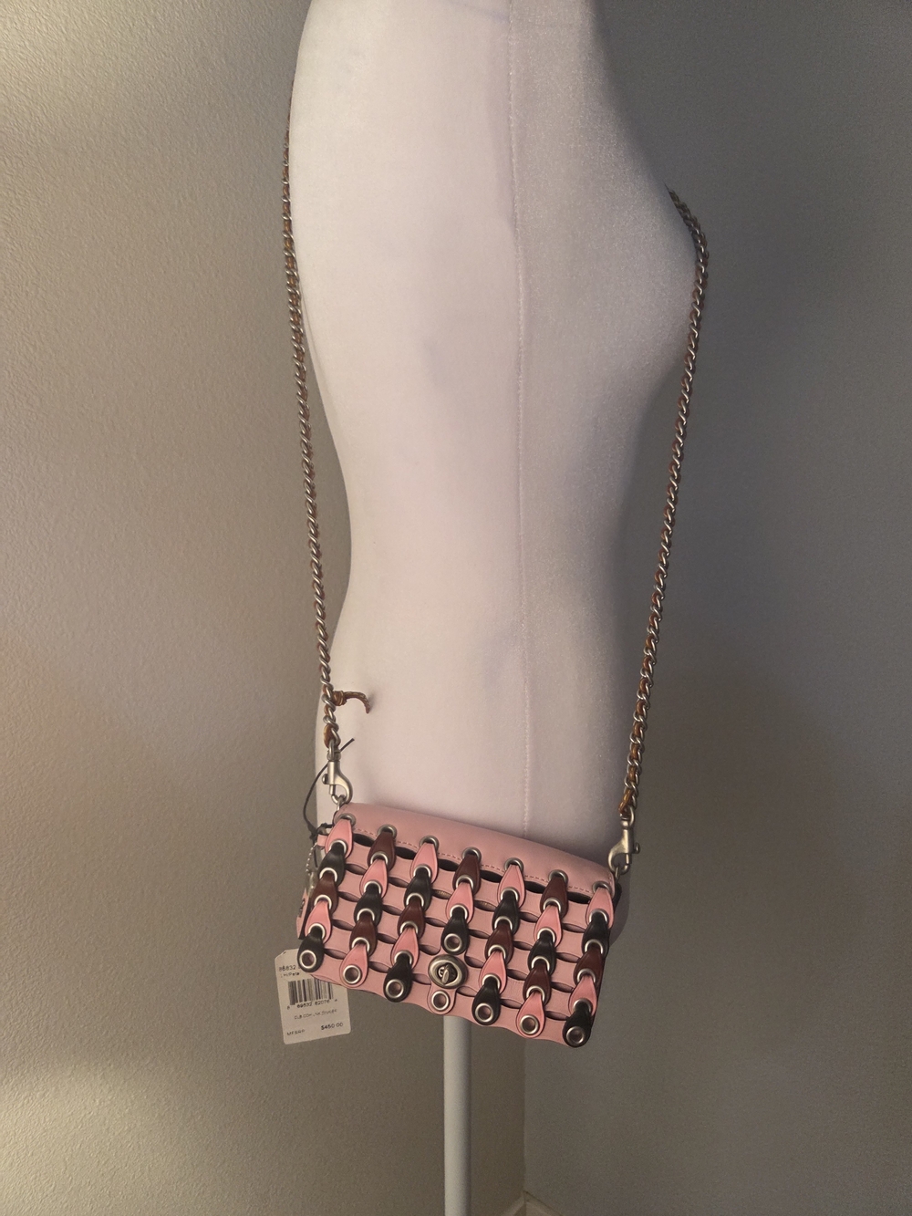 COACH 1941 Woven Leather Chain Bag – Pink